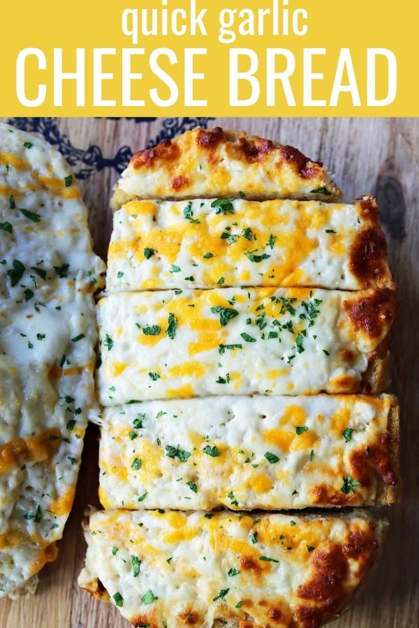 Quick and Easy Garlic Cheese Bread. Warm bread toasted and slathered with garlic butter and melted ooey gooey cheese. Garlic Cheese Bread is the perfect side dish or appetizer. www.modernhoney.com #appetizer #sidedish #garlicbread #garliccheesebread #cheesebread