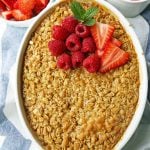 Baked Oatmeal. Brown Sugar Baked Oatmeal. A warm, comfort food breakfast is a perfect way to serve a crowd or to re-heat for those busy mornings.  www.modernhoney.com #bakedoatmeal #oatmeal #oatmealbake #brownsugaroatmeal