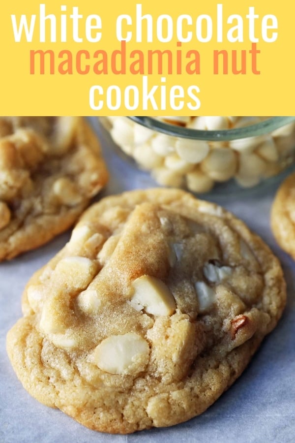 White Chocolate Macadamia Nut Cookies. Soft chewy white chocolate macadamia nut cookies are a sweet, buttery cookie and are always a crowd pleaser! www.modernhoney.com #whitechocolate #whitechocolatecookies #whitechocolatemacadamia #whitechocolatemacadamianutcookies #cookies #cookierecipe