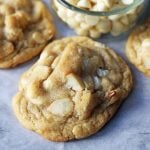 White Chocolate Macadamia Nut Cookies. Soft chewy white chocolate macadamia nut cookies are a sweet, buttery cookie and are always a crowd pleaser! www.modernhoney.com #whitechocolate #whitechocolatecookies #whitechocolatemacadamia #whitechocolatemacadamianutcookies #cookies #cookierecipe