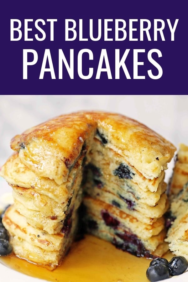 Homemade Blueberry Buttermilk Pancakes are light and fluffy. How to make the perfect blueberry pancakes. Tips and tricks for making the best blueberry pancakes. www.modernhoney.com #blueberrypancakes #blueberrybuttermilkpancakes #pancakes #pancakerecipes 