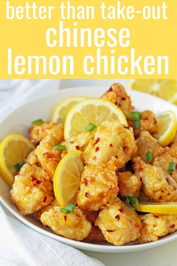 Chinese Lemon Chicken made with crispy fried chicken covered in an authentic, fresh lemon sauce. The ultimate Chinese Lemon Chicken Recipe which is way better than take-out. www.modernhoney.com #chinesefood #asianfood #lemonchicken #chineselemonchicken