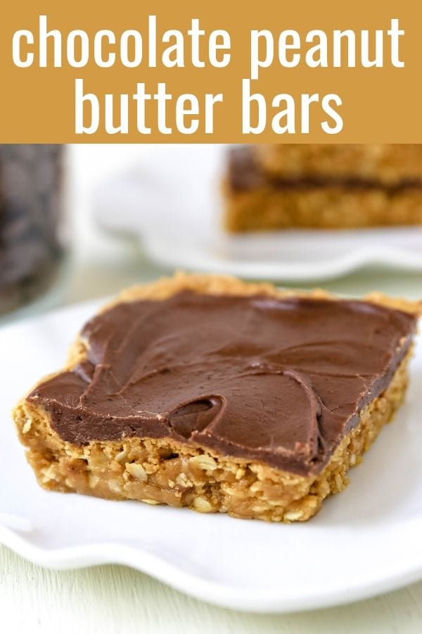 Chocolate Peanut Butter Cookie Bars Peanut Butter Oatmeal Cookie Bars with a Creamy Chocolate Frosting. A chocolate peanut butter lover's dream! Peanut Butter Fingers Recipe. www.modernhoney.com #chocolatepeanutbutter #peanutbutterbars #dessertbars