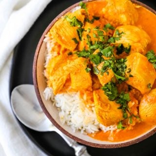 Indian Butter Chicken. A popular Indian dish made with tender chicken simmered in a rich, Indian spiced tomato cream sauce. www.modernhoney.com #butterchicken #indianbutterchicken