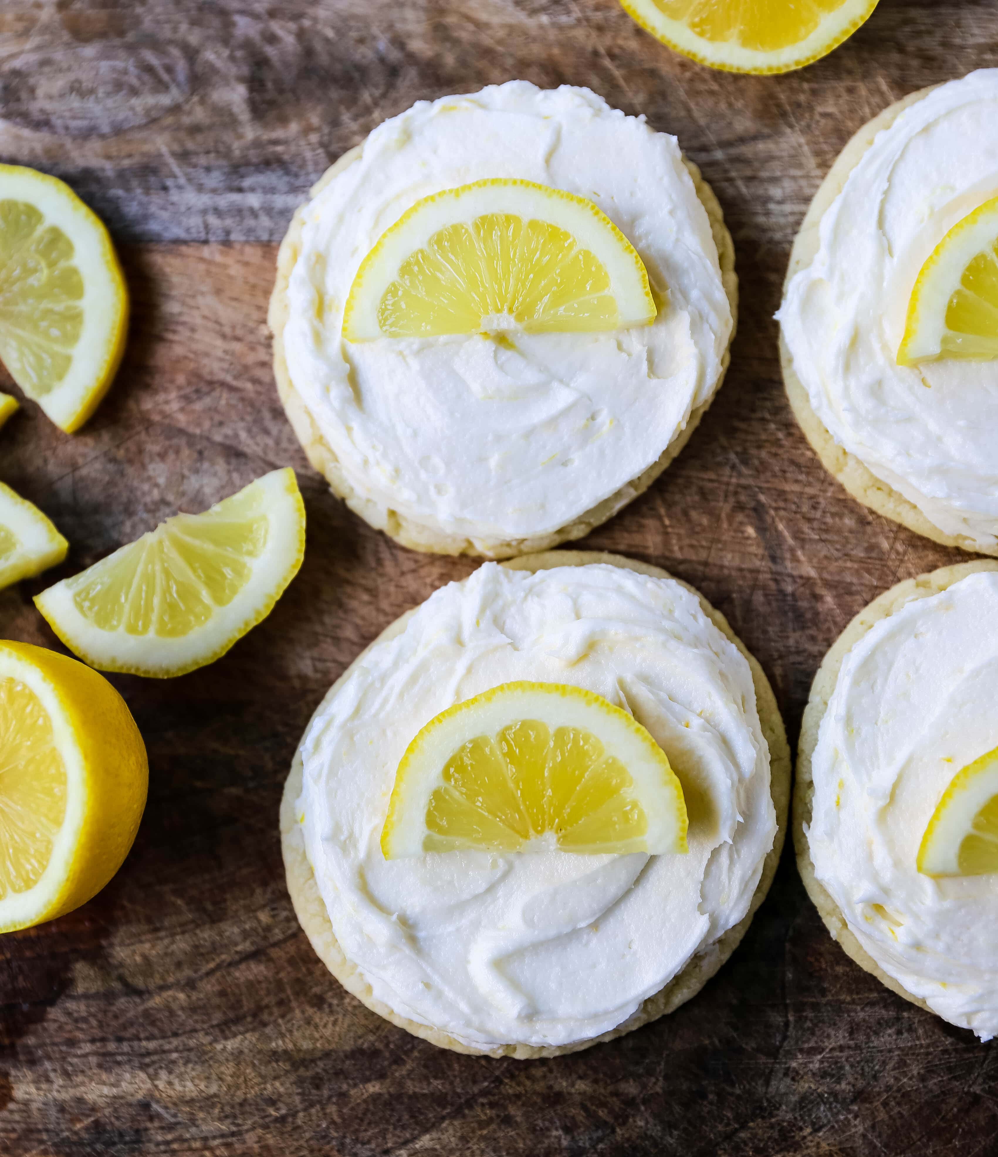 Frosted Lemon Cookies Soft chewy lemon cookies with fresh lemon cream cheese frosting. The perfect frosted lemon cookie recipe! www.modernhoney.com #lemon #lemoncookies #lemondesserts