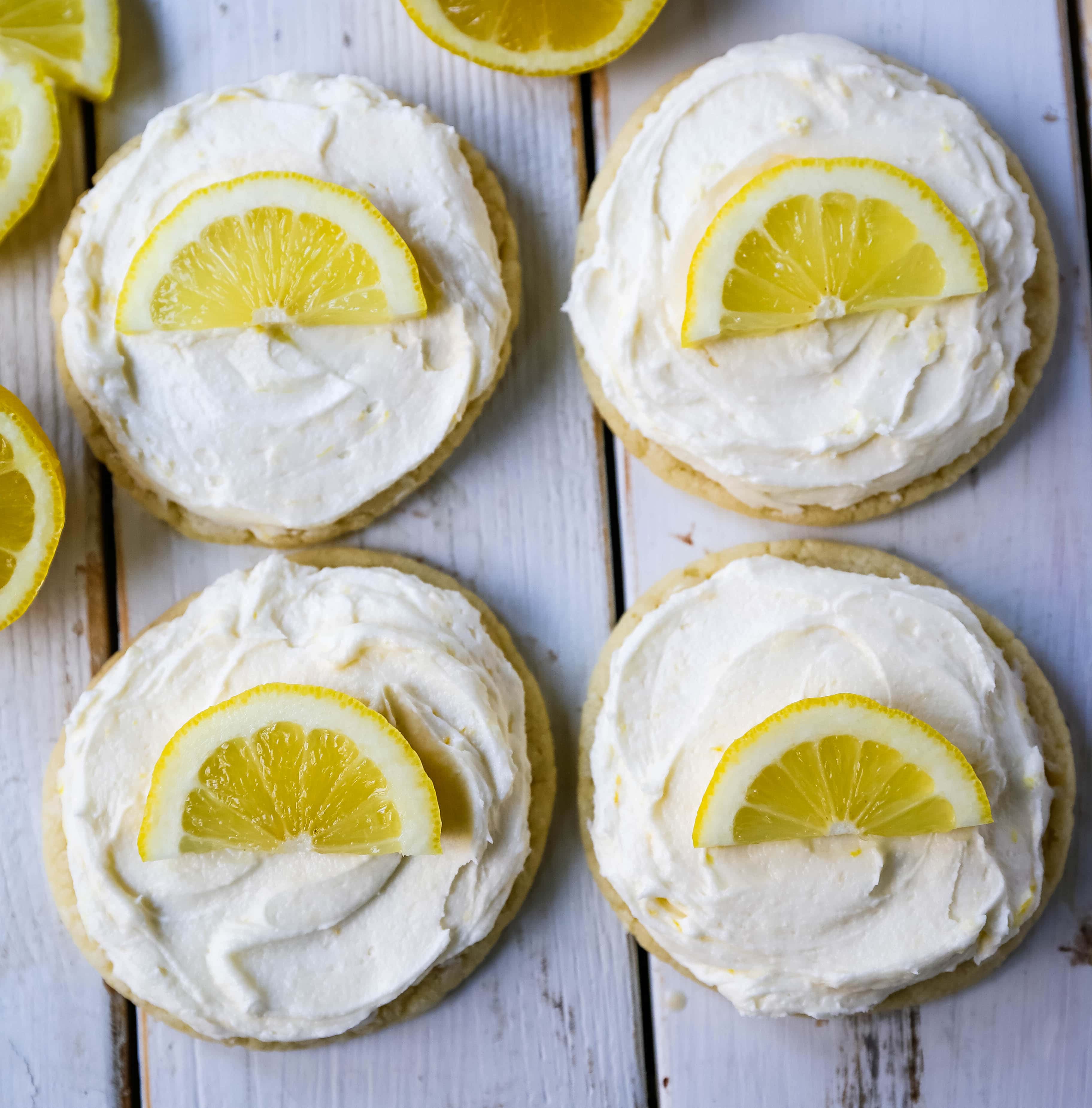 Frosted Lemon Cookies Soft chewy lemon cookies with fresh lemon cream cheese frosting. The perfect frosted lemon cookie recipe! www.modernhoney.com #lemon #lemoncookies #lemondesserts 