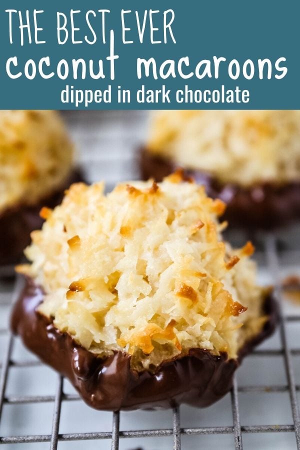 The Best Coconut Macaroons. Soft chewy sweet coconut macaroons are the perfect gluten-free cookie. How to make the perfect coconut macaroons dipped in dark chocolate. www.modernhoney.com #macaroons #coconutmacaroons #macaroon #christmascookie #christmascookies