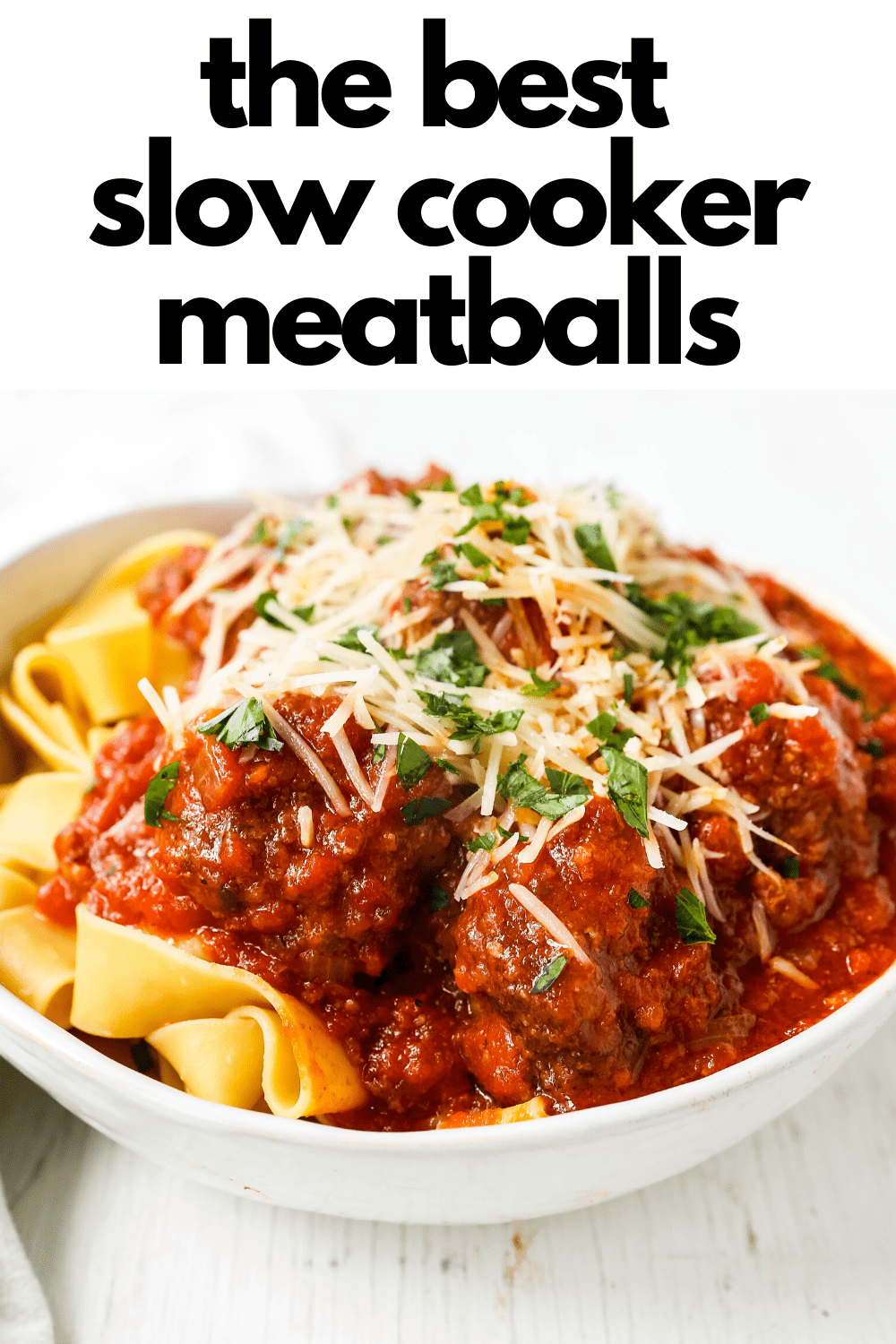 Slow Cooker Meatballs. Tender, moist homemade meatballs made with ground beef, sausage, parmesan cheese, bread crumbs, and spices. Slow cooking the meatballs make the most melt-in-your-mouth meatball! www.modernhoney.com #meatball #meatballs #italian #italianfood #pasta 