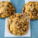 Gluten-Free Chocolate Chip Peanut Butter Oatmeal Cookies. Soft chewy chocolate chip peanut butter oatmeal cookies. The best gluten-free chocolate chip oatmeal cookies! www.modernhoney.com #cookie #glutenfree #glutenfreecookie #oatmealcookie #glutenfreecookies