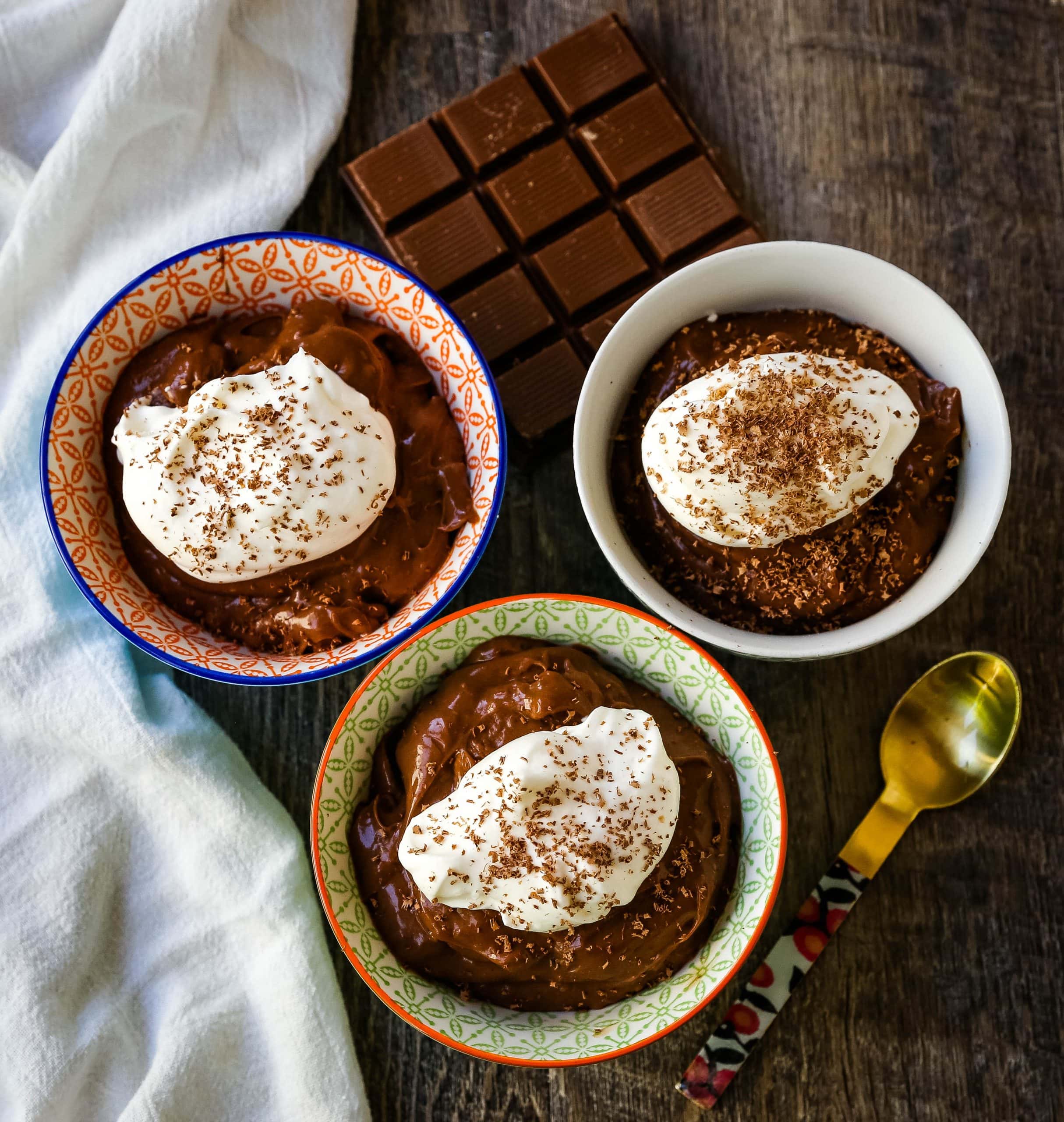 Chocolate Pudding Rich, decadent homemade chocolate pudding made with only 5 simple ingredients. The best chocolate pudding recipe! www.modernhoney.com #chocolate #chocolatepudding #pudding