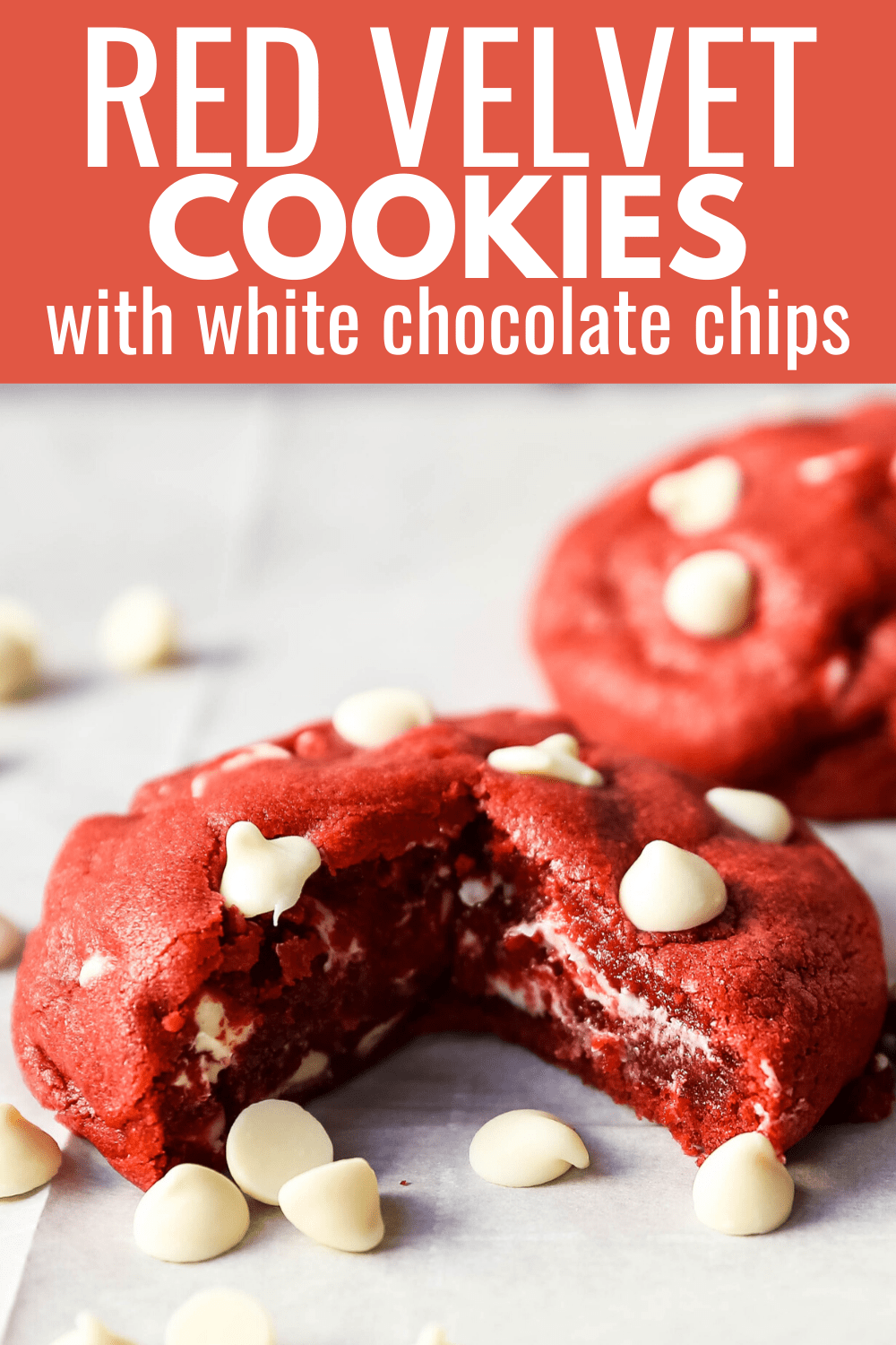 Red Velvet Cookies. Soft chewy famous Red Velvet Cookies with sweet white chocolate chips. www.modernhoney.com #redvelvet #redvelvetcookies #cookies #4thofJuly