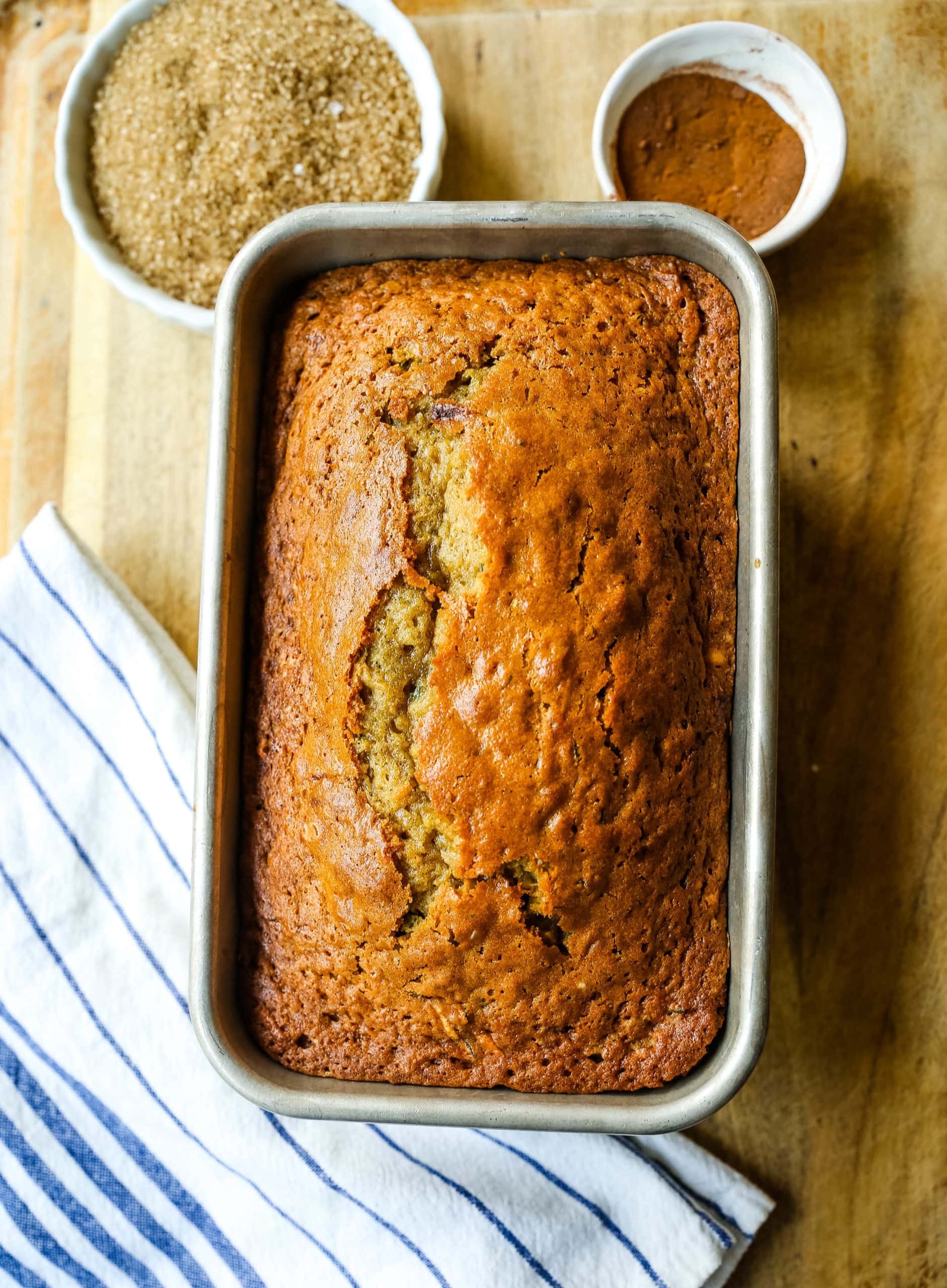 Zucchini Bread. This moist, sweet zucchini bread with a touch of spice is the best zucchini bread recipe out there!  www.modernhoney.com #zucchinibread #zucchini #quickbread #bread