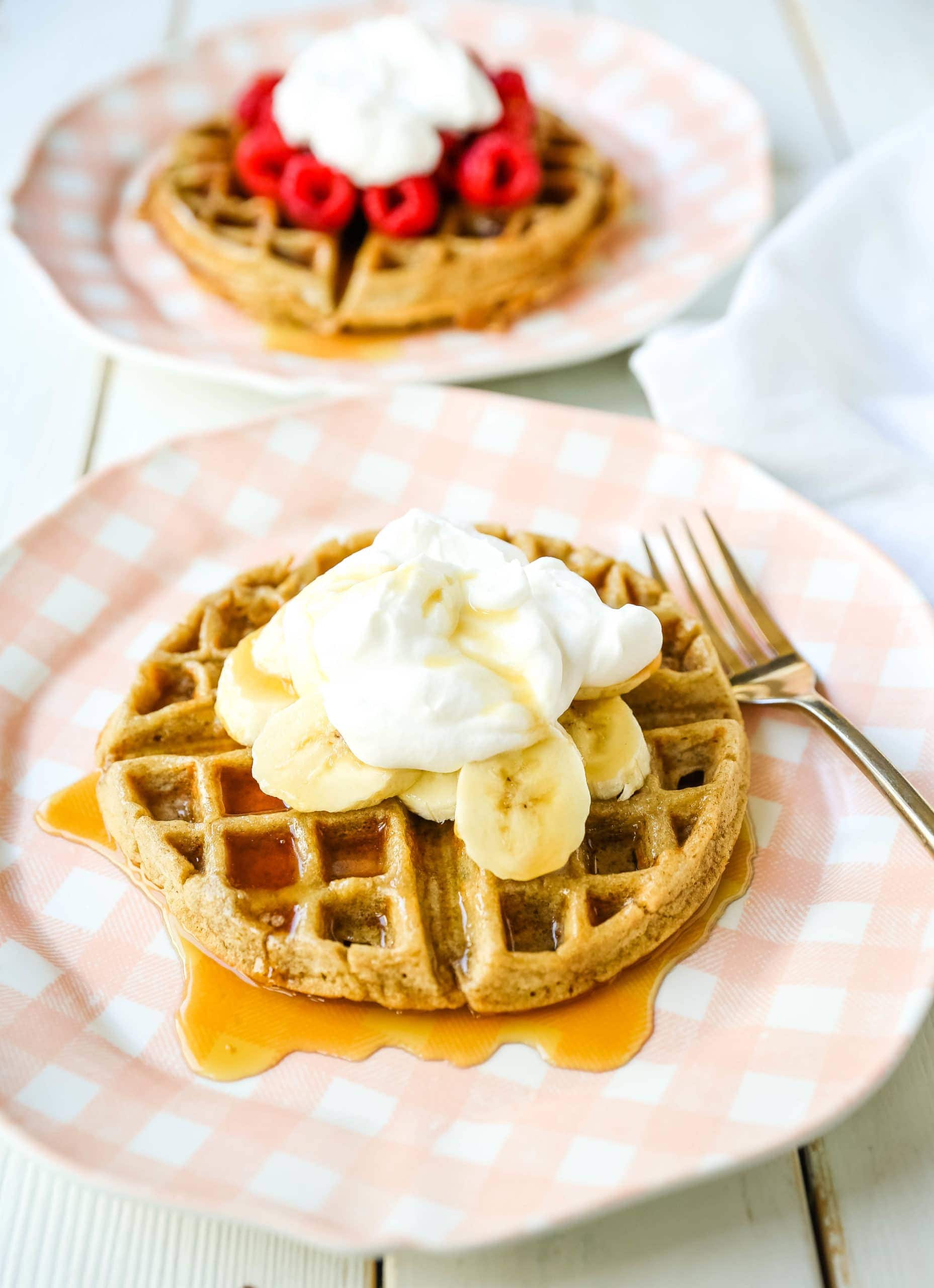 Healthy Gluten-Free Banana Oat Waffles Gluten-Free, Dairy-Free, and Refined-Sugar Free Waffles and you won't even miss it! These waffles give you the energy you need to start your day! #glutenfree #dairyfree #waffles #healthy #breakfast