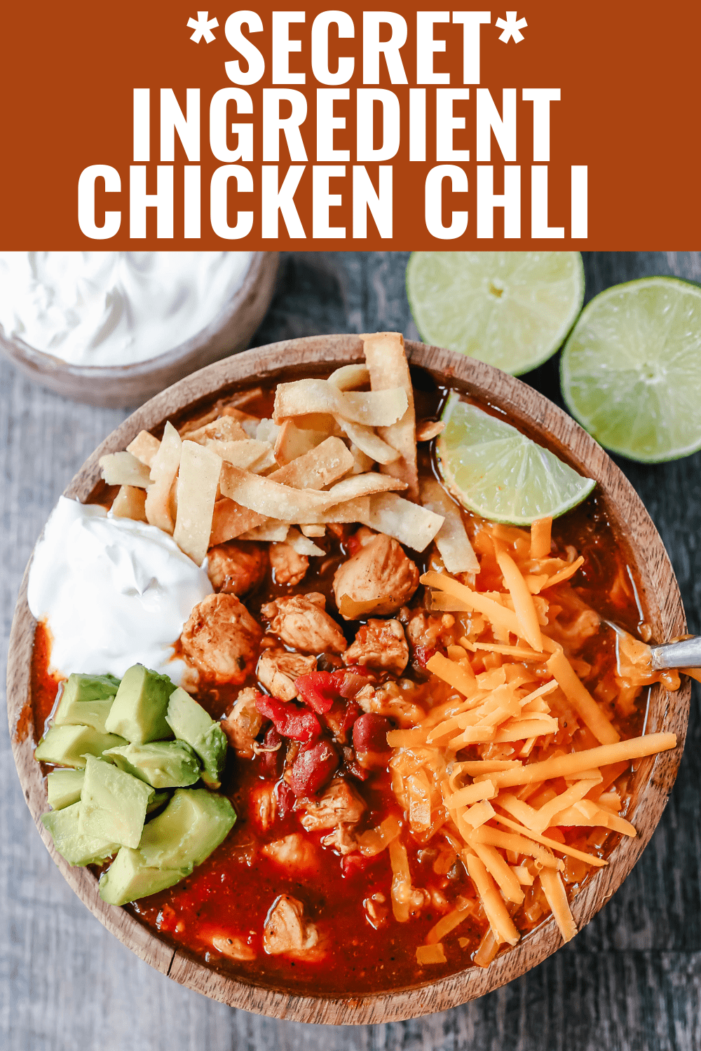 Chicken Chili. Traditional, homemade chicken chili with Mexican spices, green chilies, tomatoes, chili beans, and two secret ingredients to put it over the top! www.modernhoney.com #chili #chickenchili