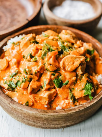 Thai Red Chicken Curry. Flavorful, red curry-spiced chicken curry is way better than any restaurant and you save so much by making it at home! The Best Red Chicken Curry recipe. www.modernhoney.com #curry #chickencurry #thaifood