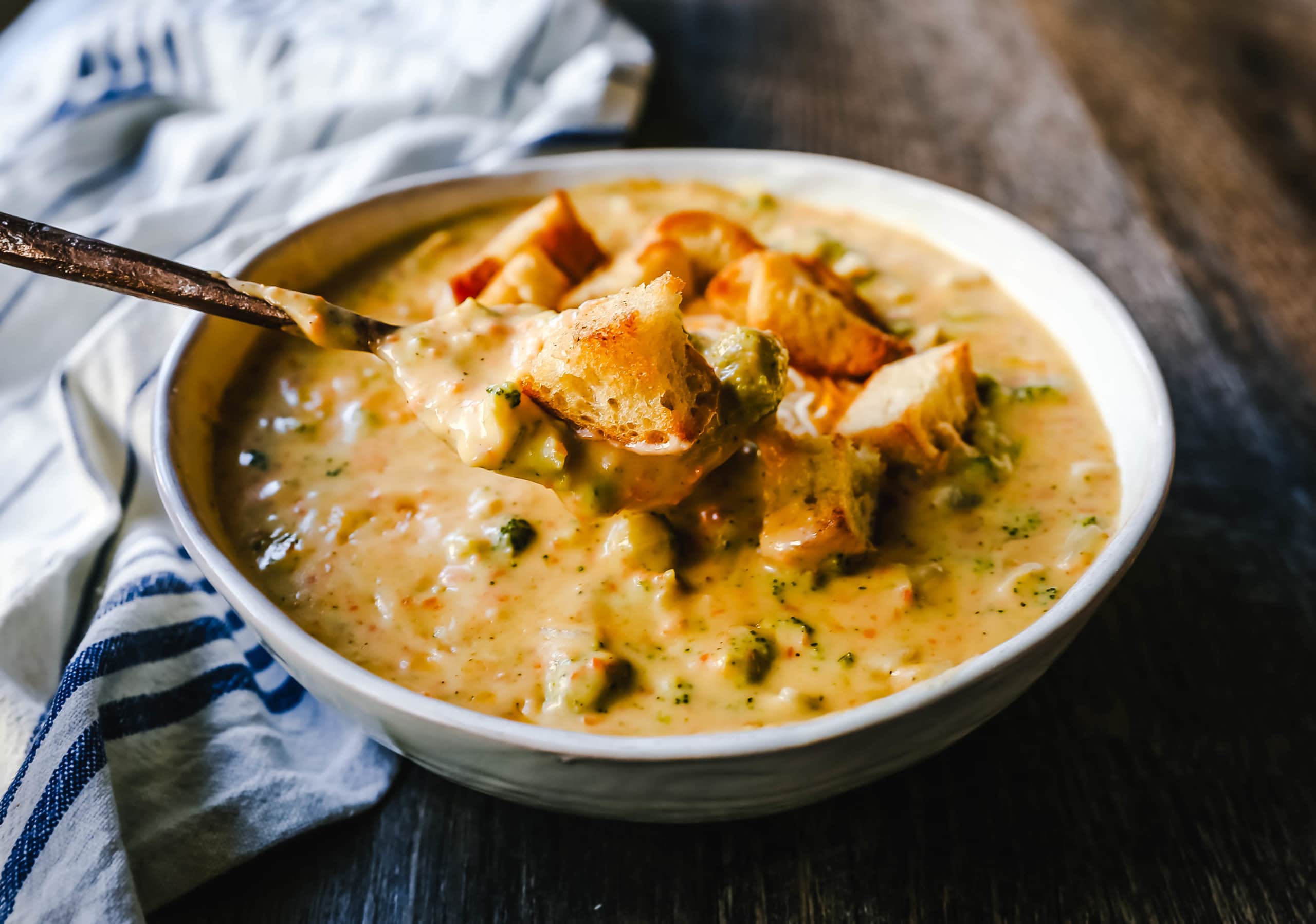 Broccoli Cheddar Soup Creamy Broccoli Cheddar Soup made with fresh broccoli, cream, and sharp cheddar cheese. The best Broccoli Cheese Soup! #soup #broccoli #broccolicheddarsoup