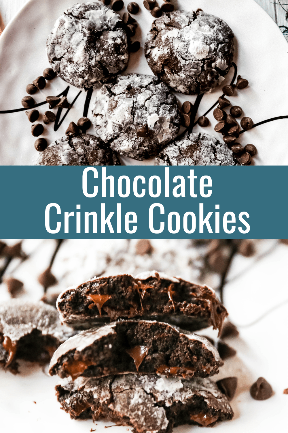 Chocolate Crinkle Cookies Soft, chewy, rich, fudgy chocolate cookies rolled into two types of sugar and baked until the edges crinkle. www.modernhoney.com #chocolatecookies #chocolatecrinklecookies #crinklecookies #christmascookies