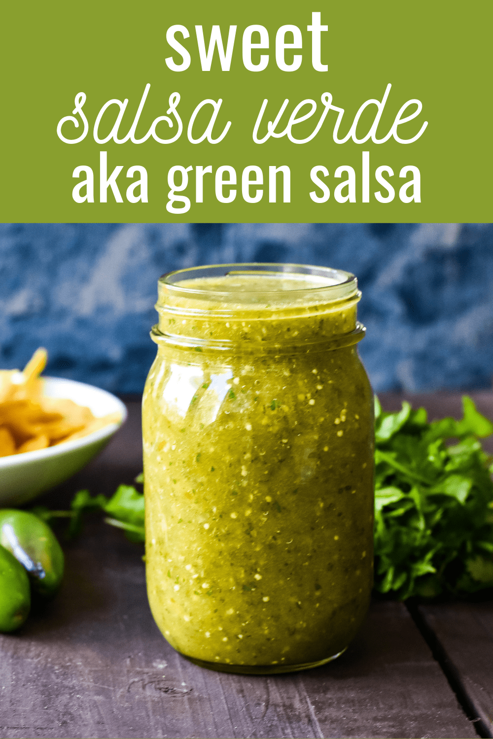 Sweet Salsa Verde (Green Salsa) The famous sweet and spicy green salsa is always popular with kids and grown-ups alike! How to make the best sweet salsa verde. www.modernhoney.com #salsaverde #greensalsa #salsa