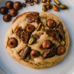 Pistachio Toffee Chocolate Chip Cookies Thick, chewy bakery-style cookies with milk chocolate toffee, pistachios, and milk chocolate chips. A sweet and salty cookie!