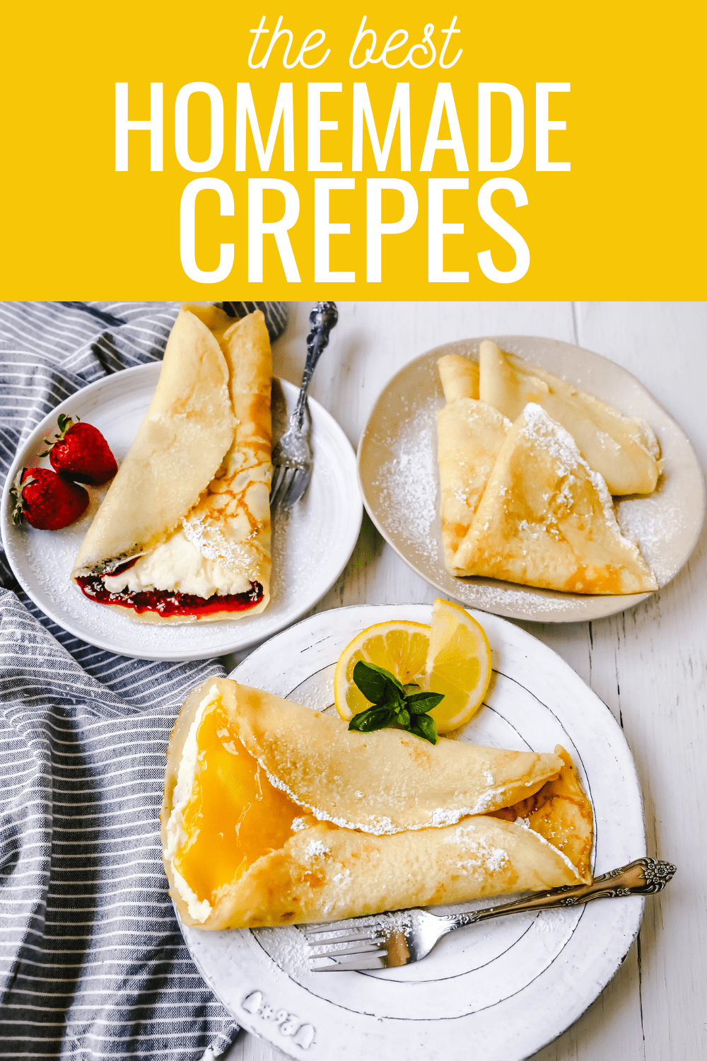 The Best Crepes Recipe. An easy homemade crepe recipe made with simple ingredients -- milk, flour, eggs, sugar, water, and butter. Simple 6-ingredient crepe recipe!  #crepes #crepe #breakfast