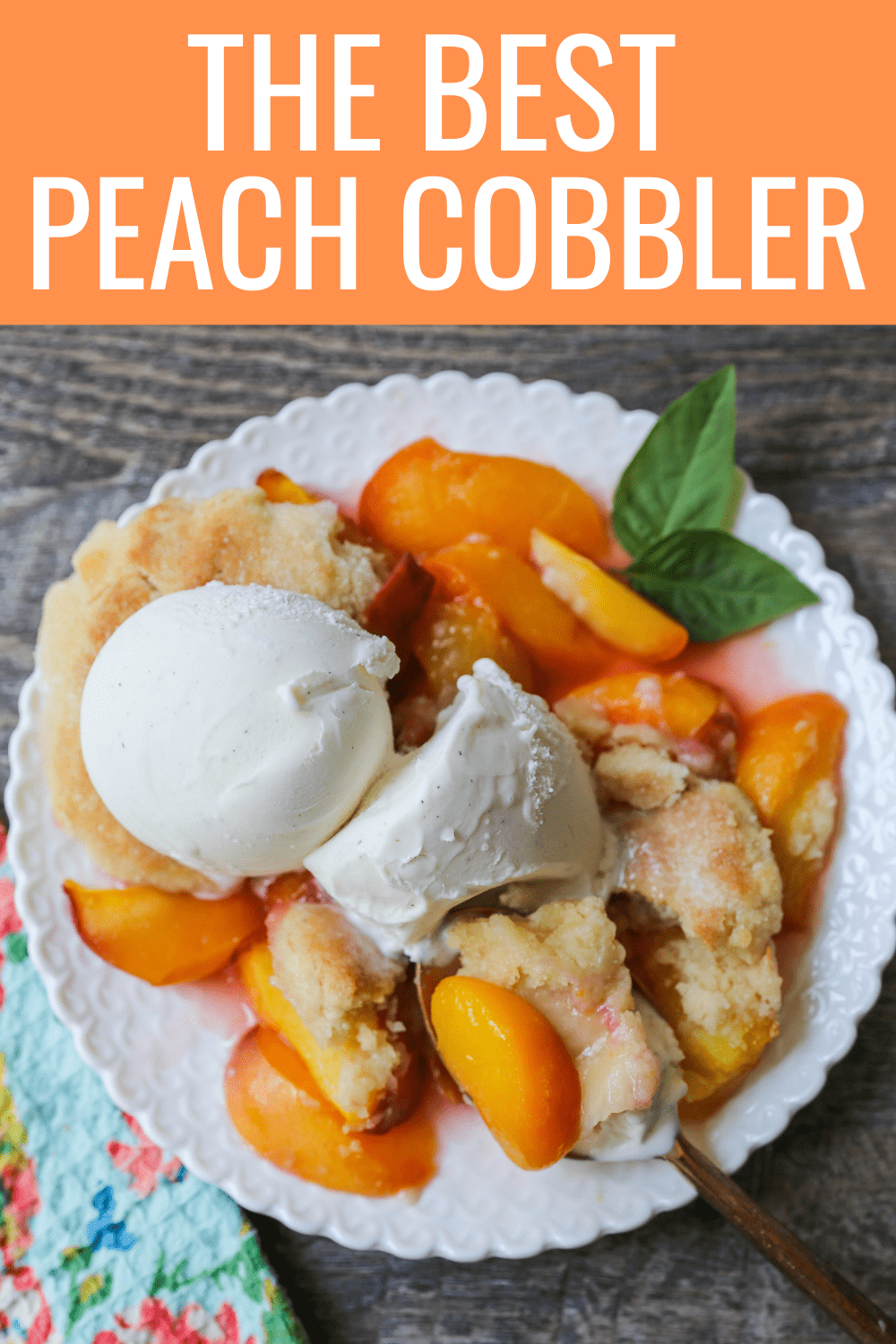 Peach Cobbler. The Best Peach Cobbler Recipe! Fresh peaches tossed with a touch of sugar and topped with a homemade sweet and buttery topping that resembles a mix of a sugar cookie and a sweet biscuit. 