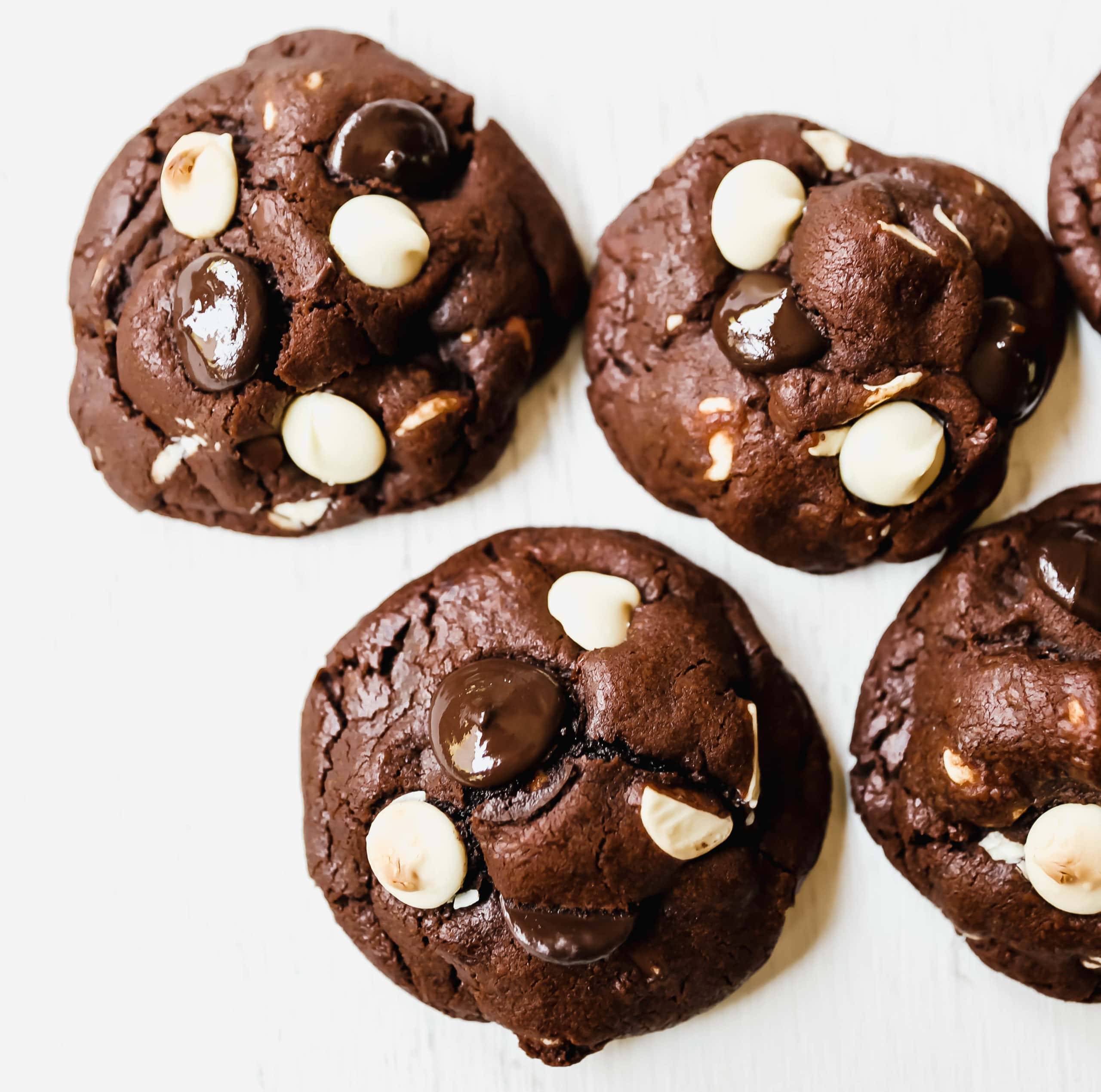 Bakery-Style Chocolate White Chocolate Chip Cookies Soft, thick, and chewy chocolate cookies with white chocolate chunks. This cookie is for chocolate lovers! 