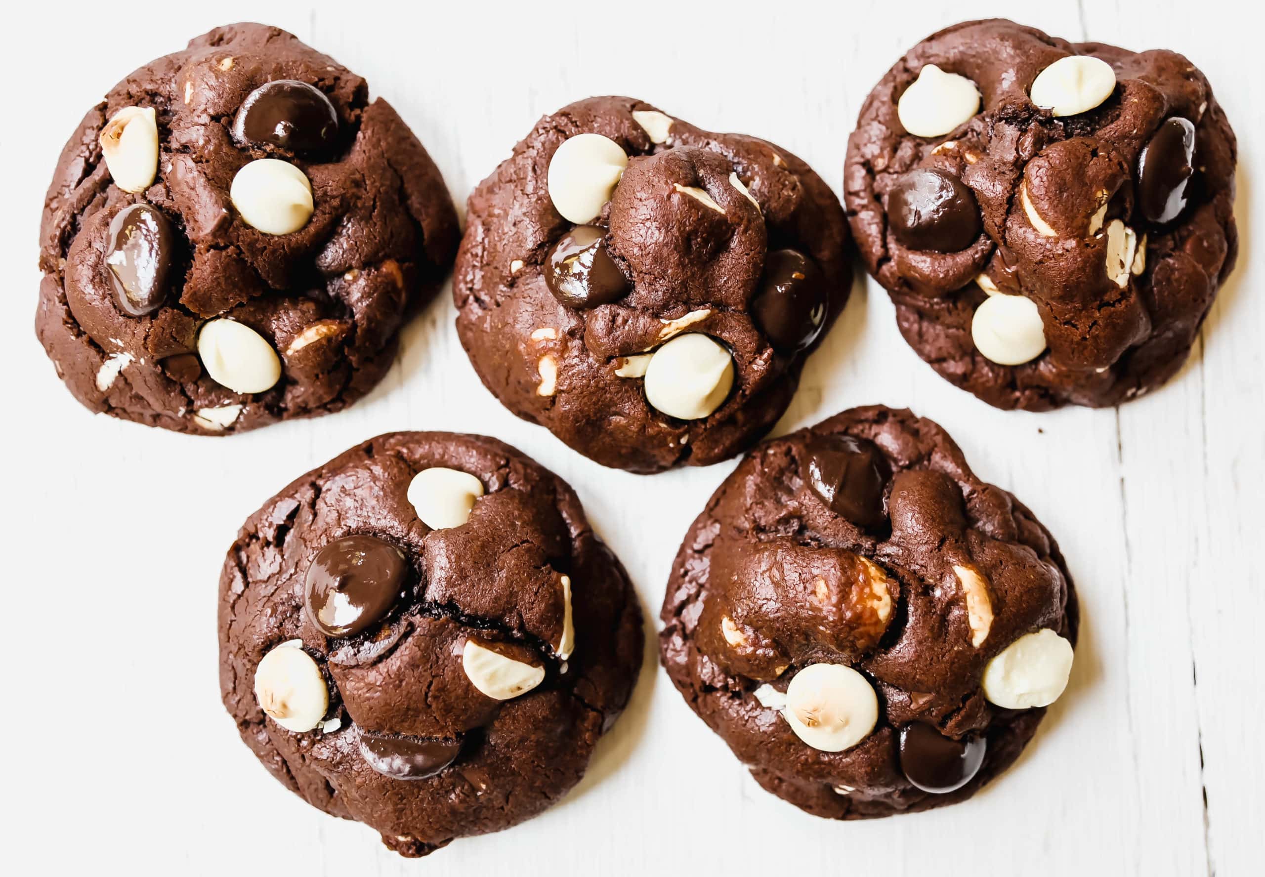 Bakery-Style Chocolate White Chocolate Chip Cookies Soft, thick, and chewy chocolate cookies with white chocolate chunks. This cookie is for chocolate lovers! 