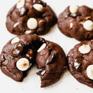 Bakery-Style Chocolate White Chocolate Chip Cookies. Soft, thick, and chewy chocolate cookies with white chocolate chunks. This cookie is for chocolate lovers! 