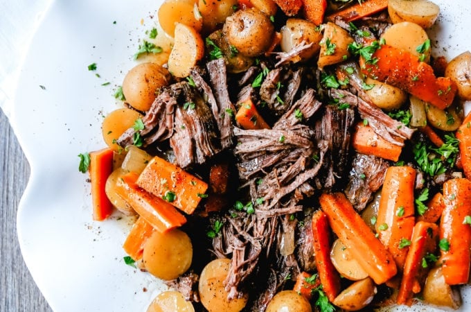 Beef Pot Roast Tender, slow-cooked, flavorful beef pot roast with golden potatoes and savory carrots. How to make the most flavorful, moist, and tender pot roast at home.
