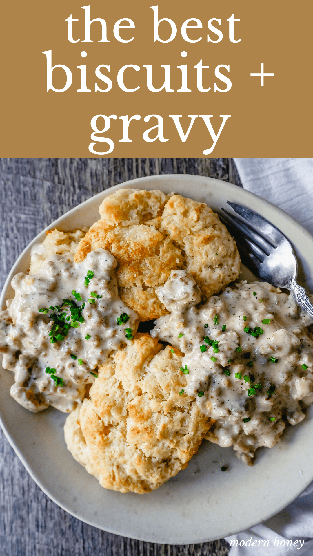 Homemade Biscuits and Gravy Buttery, flaky homemade biscuits topped with a creamy, savory sausage gravy. The best biscuits and gravy recipe!
