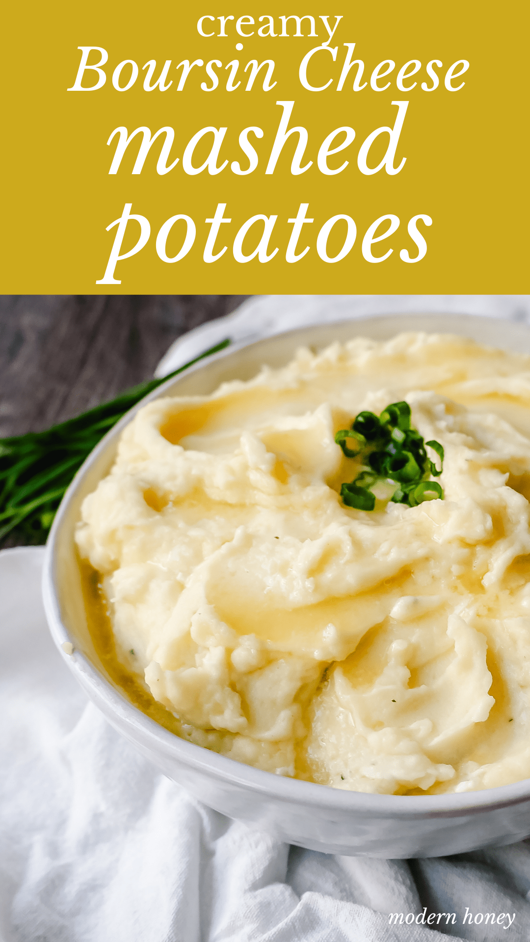 Boursin Cheese Creamy Mashed Potatoes  Buttery, creamy homemade mashed potatoes with garlic and herb Boursin cheese. So flavorful, you don't even need the gravy!