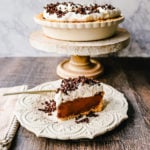 French Silk Pie Rich, creamy chocolate cream topped with fresh whipped cream and chocolate shaving all in a buttery graham cracker crust.