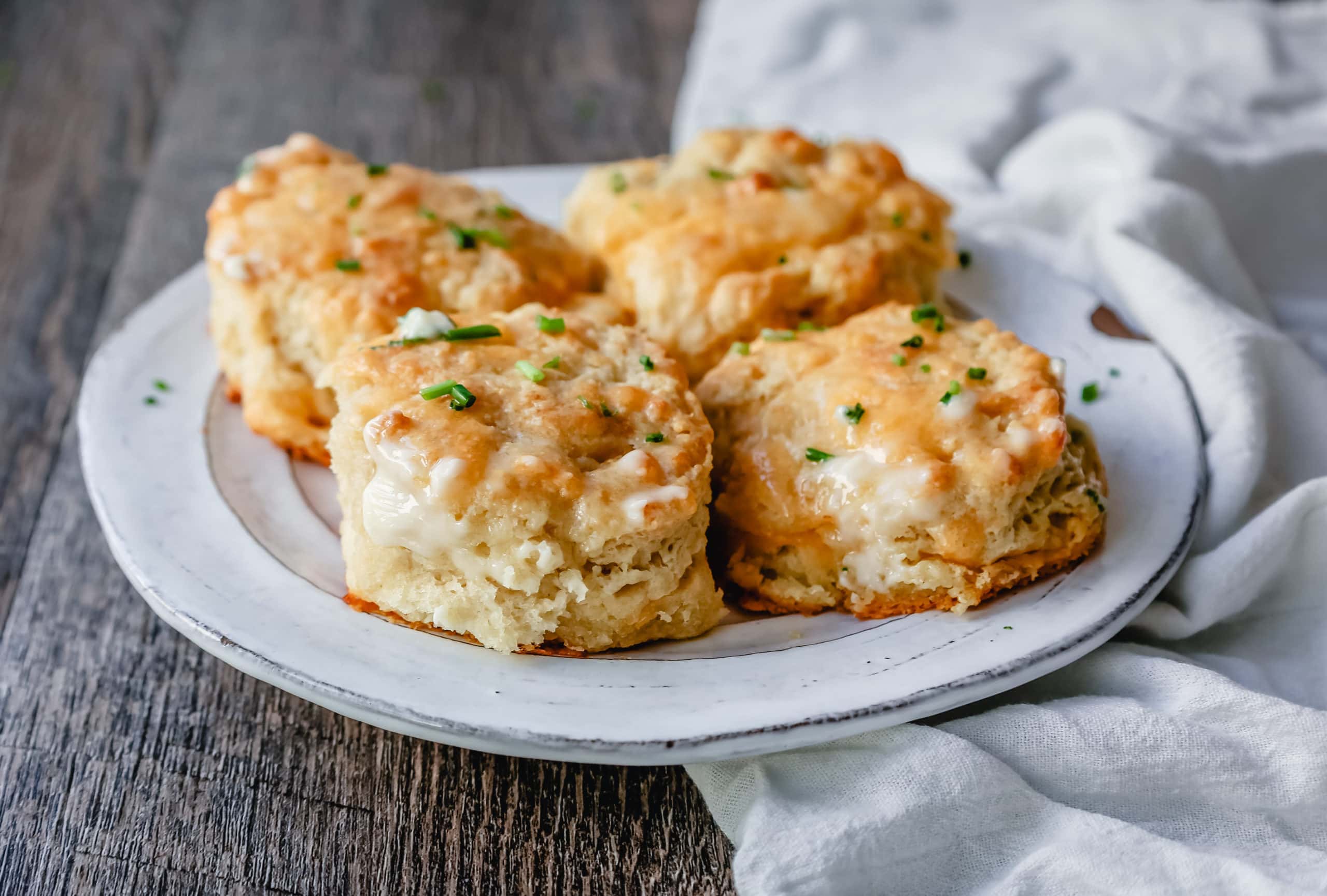 Homemade Cheesy Garlic Biscuits Light, fluffy, buttery homemade biscuits with cheddar cheese and garlic. These are the perfect homemade biscuit!