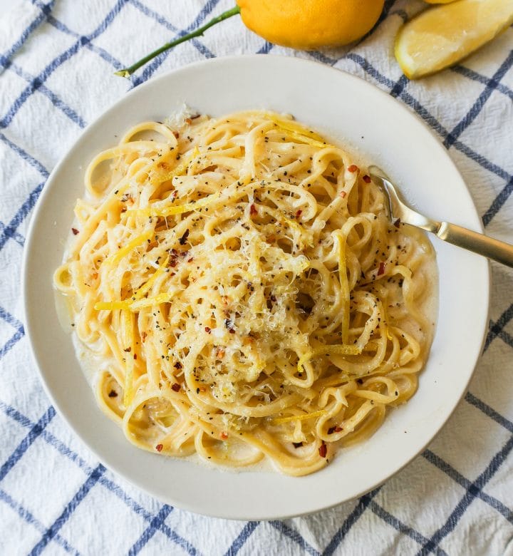 Creamy Lemon Pasta is made with fresh lemon, garlic, cream, butter, parmesan cheese, and spices and all tossed with your favorite type of pasta. A light and creamy sauce that highlights fresh lemons!