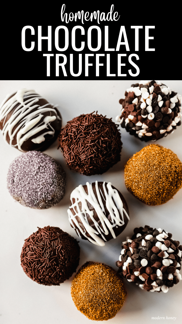 Chocolate Truffles. Rich, creamy, decadent homemade chocolate truffles made with high-quality chocolate, heavy cream, and a touch of butter rolled into your favorite toppings.