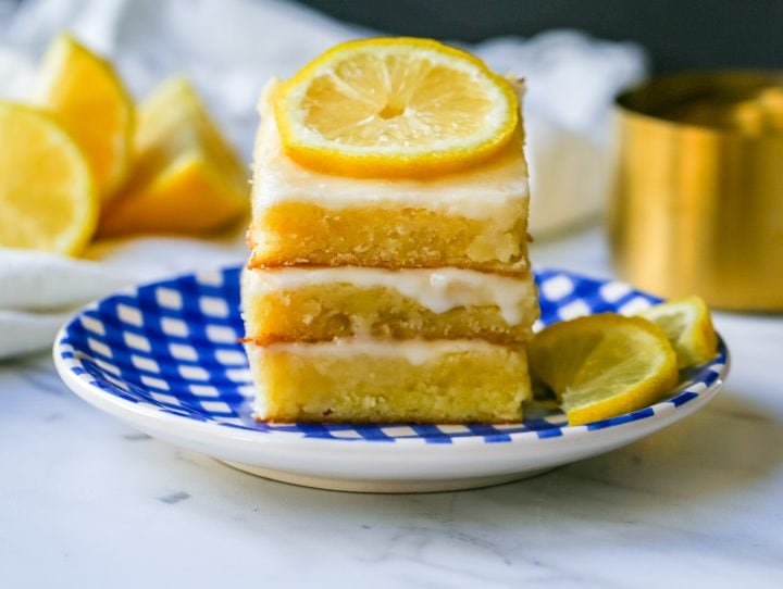 Lemon Brownies. This chewy, fresh lemon brownie with a sweet lemon glaze in made with fresh lemon juice, butter, sugar, eggs, lemon zest, and salt and topped with a tangy lemon sugar glaze. You will love this lemon blondie!