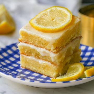 Lemon Brownies. This chewy, fresh lemon brownie with a sweet lemon glaze in made with fresh lemon juice, butter, sugar, eggs, lemon zest, and salt and topped with a tangy lemon sugar glaze. You will love this lemon blondie!