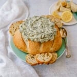 This easy spinach dip is made with spinach, cream cheese, sour cream, ranch powder, and water chestnuts. This cold spinach dip is made with only 5 ingredients and is always a hit at parties!