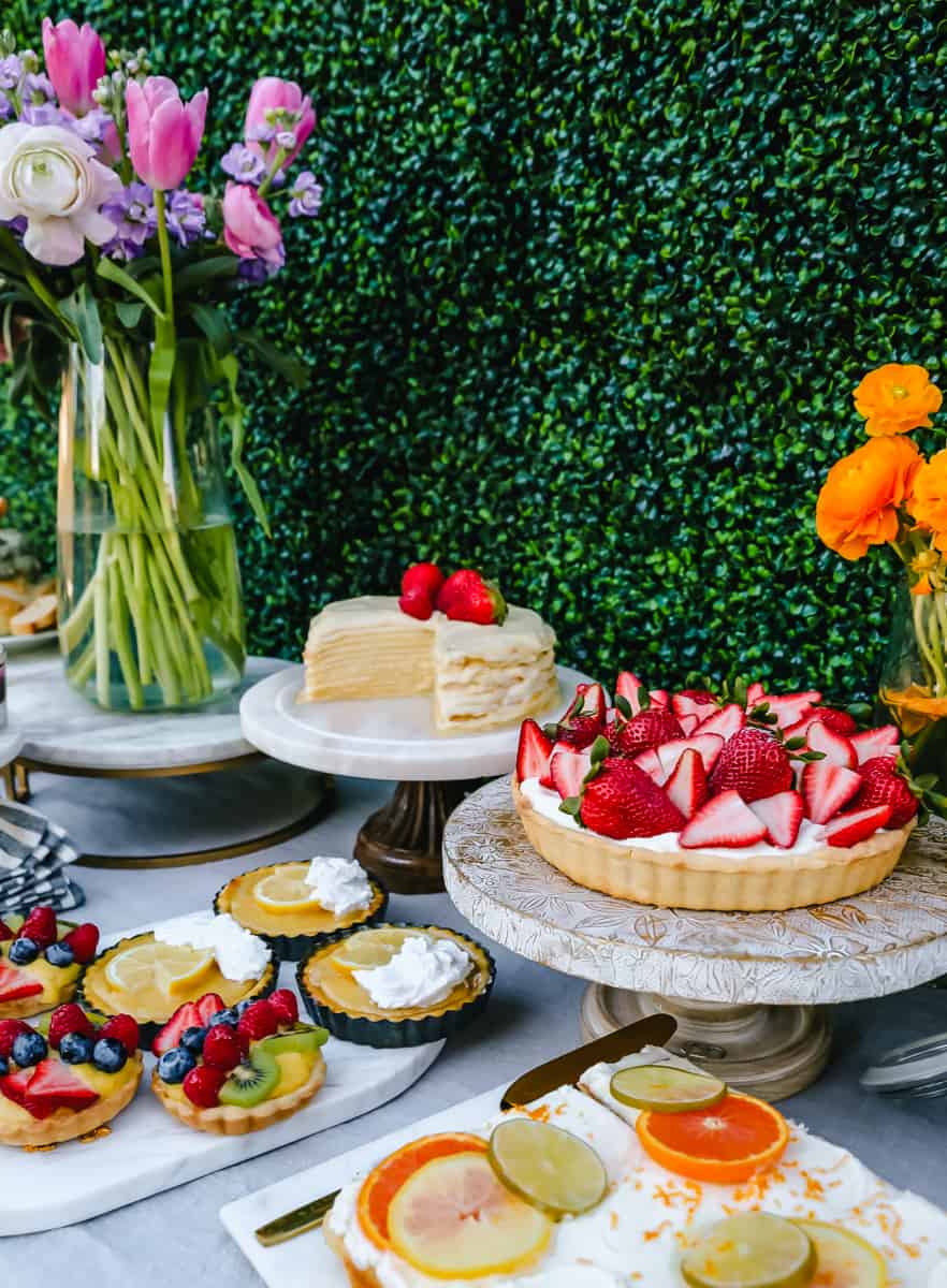 How to create the Ultimate Spring Brunch or Spring Party with an assortment of both sweet and savory breakfast items and beautiful desserts. 30+ Spring and Easter Party Food Ideas. How to decorate for a Spring Brunch and Party too.