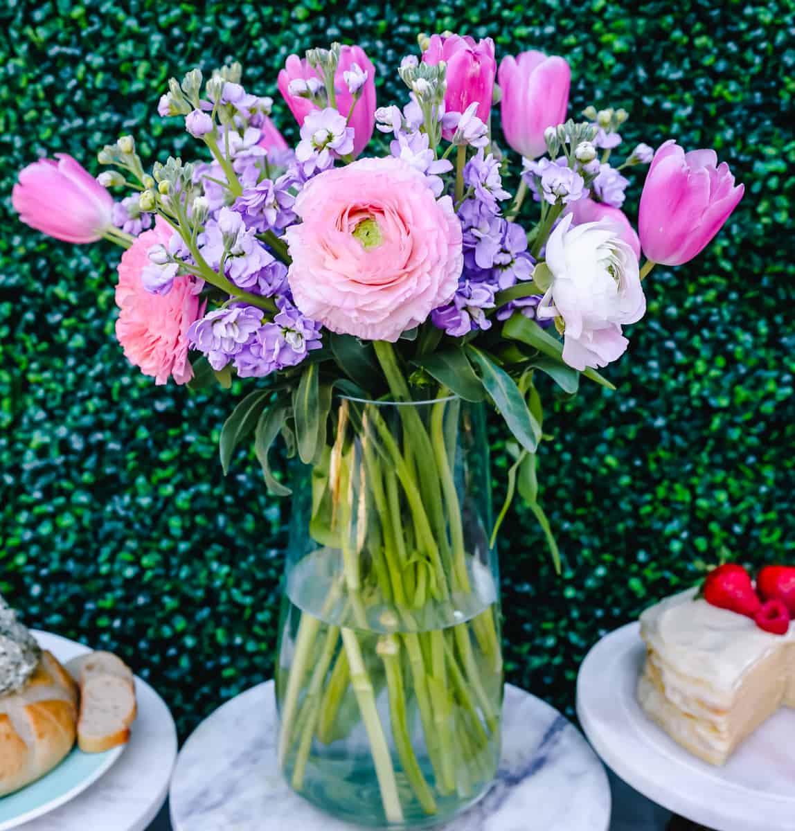 Floral Arrangement. Trader Joe's Flowers. Pink and Purple Floral Arrangement. DIY Floral Arrangement.