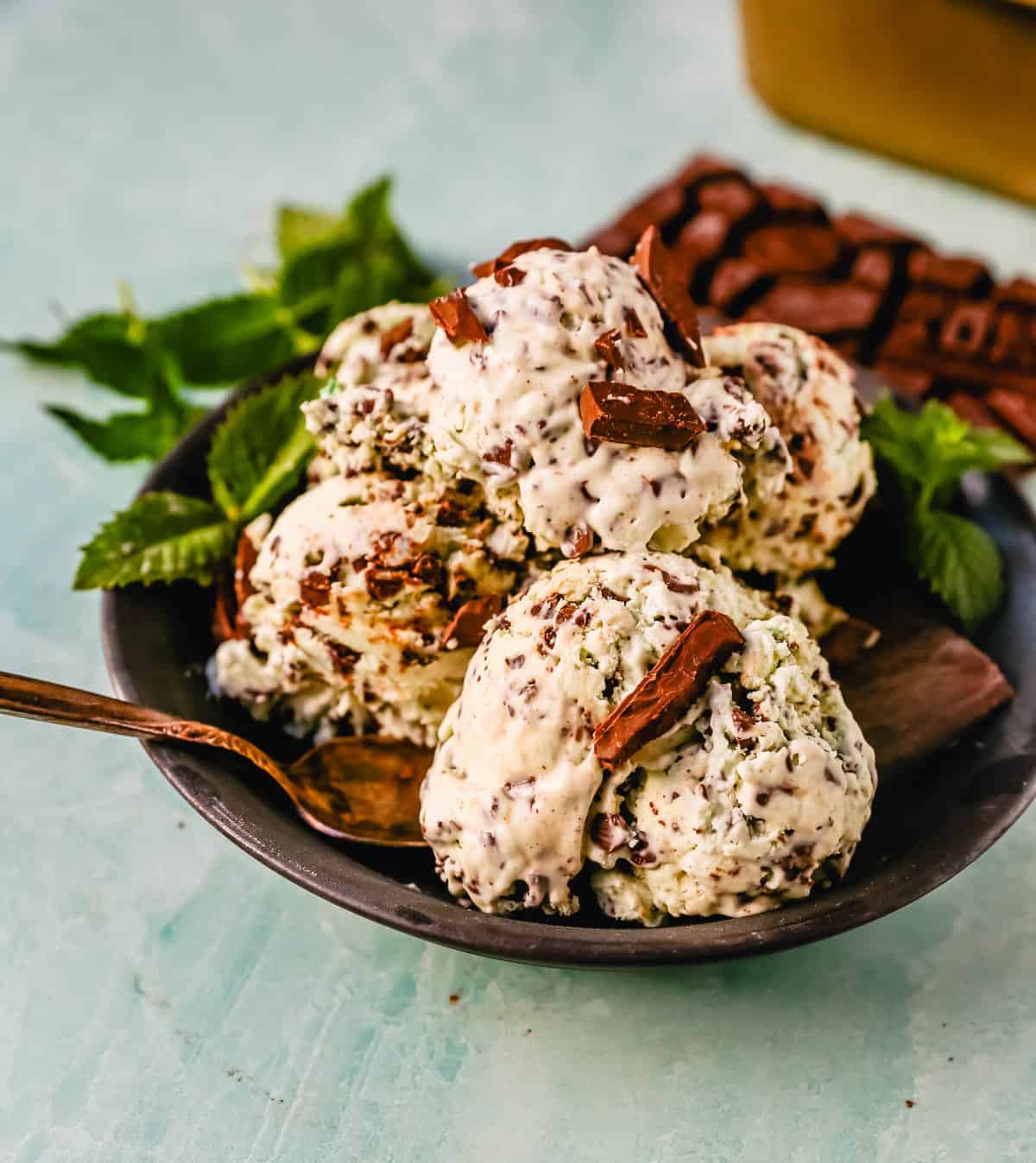 Creamy homemade mint chocolate chip ice cream with fresh cream, mint flavoring, and chocolate chunks. This homemade mint chip ice cream is the perfect summer treat! Here are two recipes -- a classic mint chocolate chip ice cream made in an ice cream maker and an easy, no-churn mint chocolate chip ice cream that requires no ice cream maker.