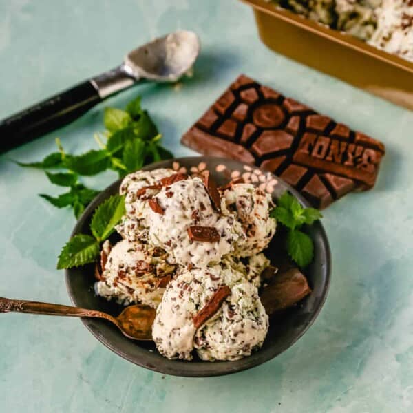 Creamy homemade mint chocolate chip ice cream with fresh cream, mint flavoring, and chocolate chunks. This homemade mint chip ice cream is the perfect summer treat! Here are two recipes -- a classic mint chocolate chip ice cream made in an ice cream maker and an easy, no-churn mint chocolate chip ice cream that requires no ice cream maker.