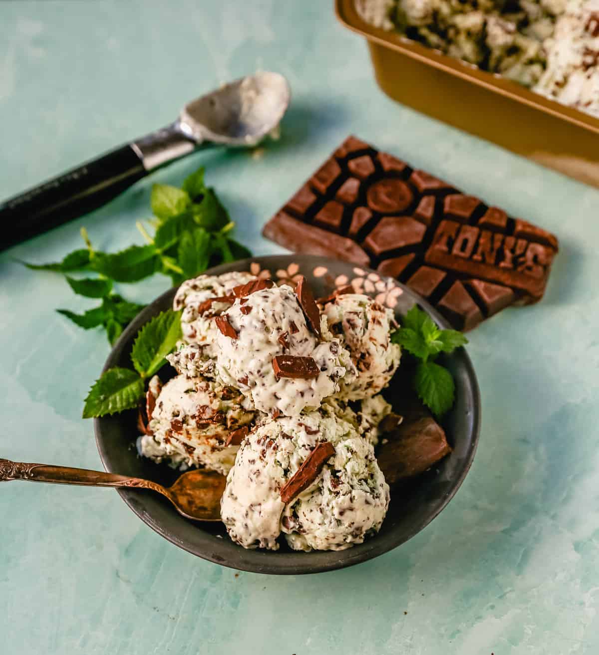 Creamy homemade mint chocolate chip ice cream with fresh cream, mint flavoring, and chocolate chunks. This homemade mint chip ice cream is the perfect summer treat! Here are two recipes -- a classic mint chocolate chip ice cream made in an ice cream maker and an easy, no-churn mint chocolate chip ice cream that requires no ice cream maker.