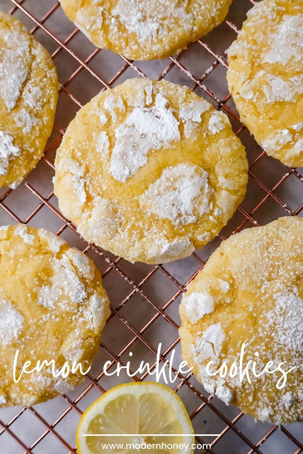 Soft chewy lemon cookies with fresh lemon juice, lemon zest, and lemon extract to give them the extra lemon tang! These lemon crinkle cookies are rolled in powdered sugar and baked until soft and chewy. The best lemon cookie recipe!