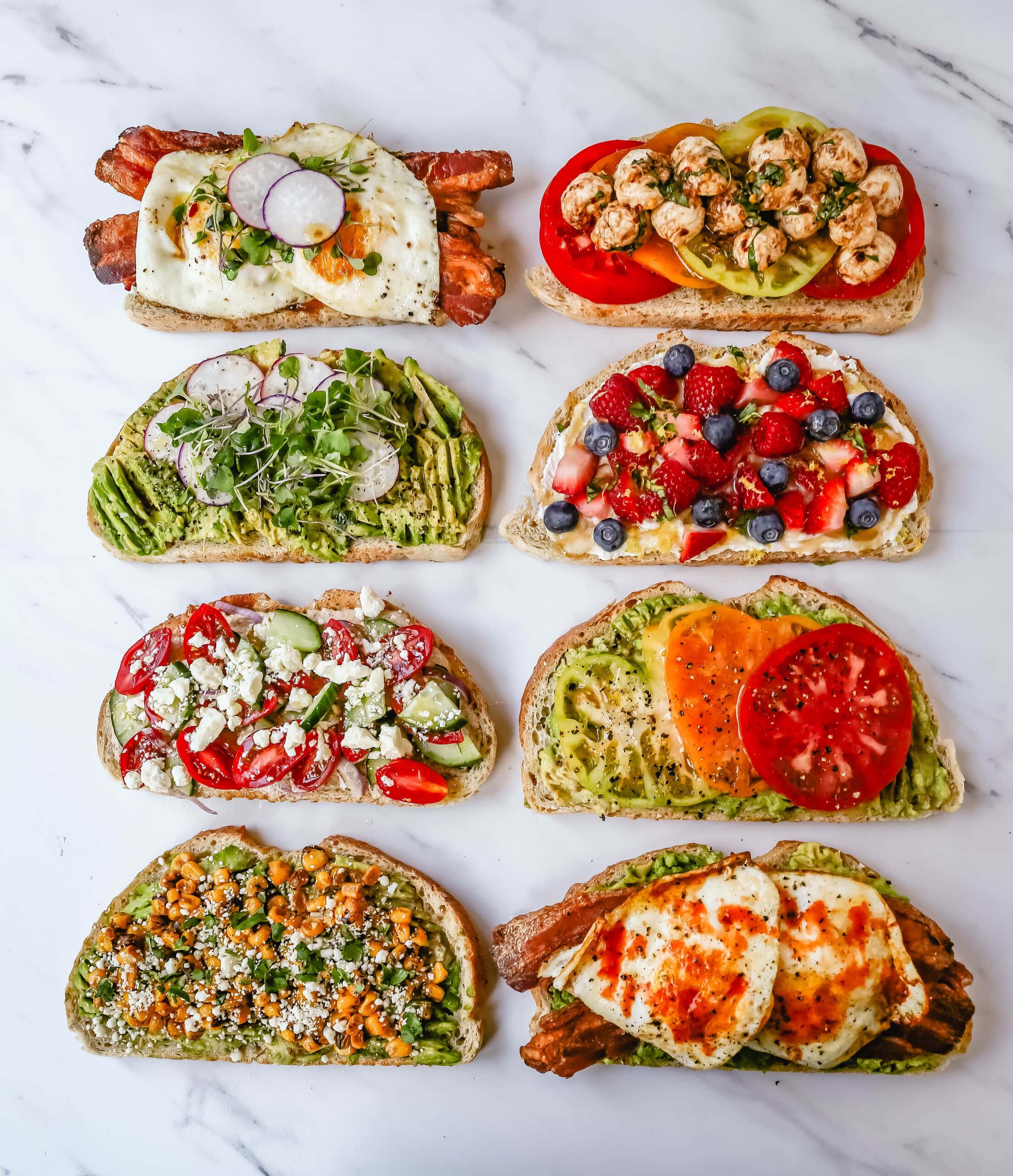 Gourmet Toast Ideas are perfect for quick lunches or for serving at a party. Avocado Toast topping ideas and suggestions for what to put on top of avocado toast. 