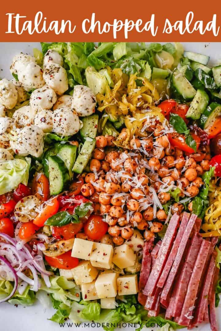 How to make the best Italian Chopped Salad made with Italian meats, cheeses, vegetables, and tossed with a homemade Italian dressing. This is the most flavor-packed salad recipe! This Italian Chop Salad is the perfect summer meal or side dish.