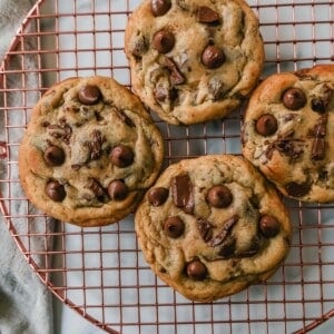 Thick, chewy milk chocolate chip cookies have the perfect chewy centers with a lot of melted chocolate and slightly crispy edges. The best milk chocolate chip cookie recipe!