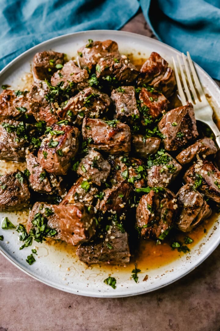Quick, easy, tender, and flavorful Steak Bites with Garlic Butter. These Garlic Butter Steak Bites are made in less than 10 minutes and are a perfect protein source for any meal.