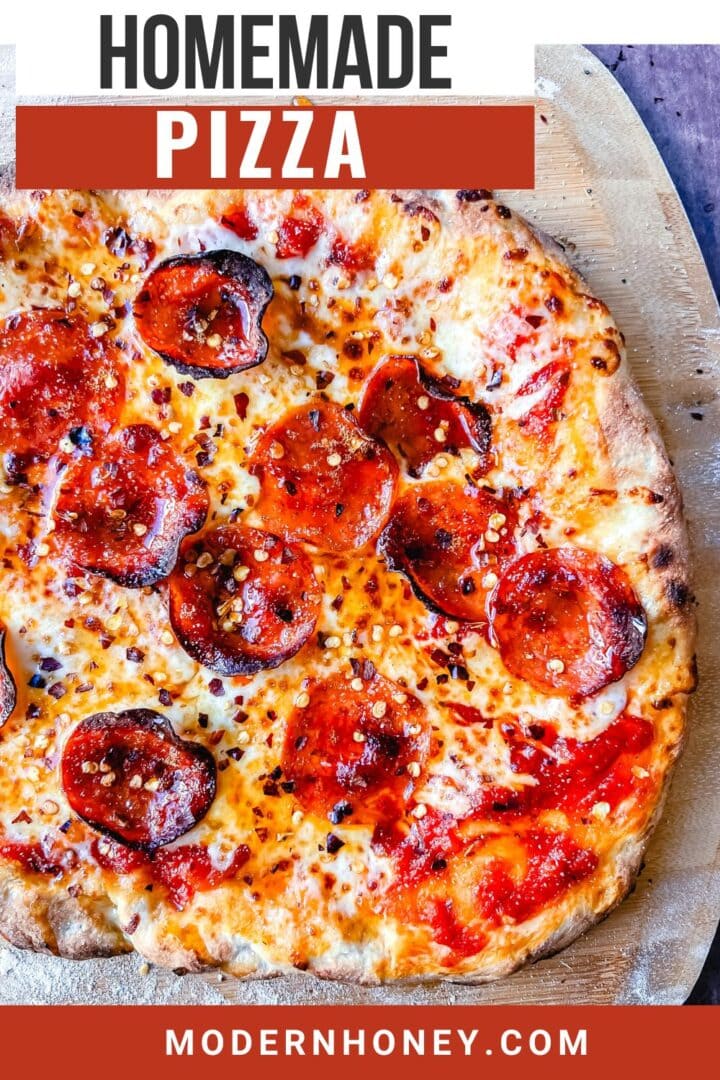 Pepperoni Pizza with Hot Honey and Red Chili Flakes. How to make the best homemade pepperoni pizza at home with homemade pizza dough that makes the perfect crispy yet chewy crust. Tips and tricks for making gourmet pizza at home!