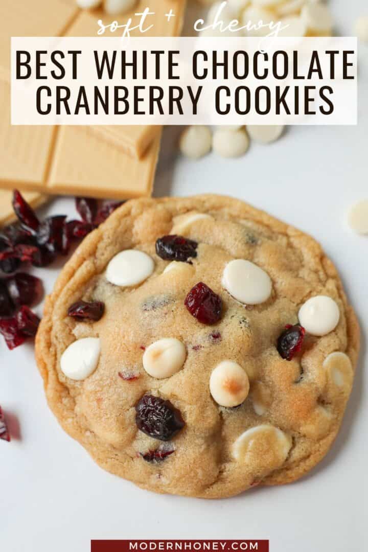 Soft Cranberry White Chocolate Chip Cookies are perfectly chewy with buttery crispy edges filled with sweet dried cranberries and creamy white chocolate chip chips. The Best White Chocolate Chip Cookie Recipe!